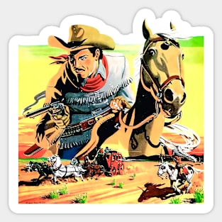 Desert Buffalo Bill Western Robbery Cowboy Retro Comic Sticker